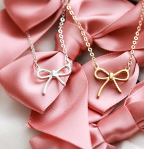 Dainty Ribbon Trendy Gold Bow Necklace chic Silver Bow Necklace Best Friend Gift Bridesmaid Gift simple pretty - Product Image 4