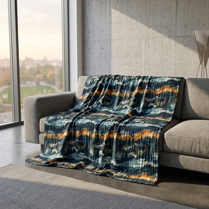 Couverture en mousseline <span class=keywords><strong>de</strong></span> coton bio 4 couches, motif tie-dye montagnes et forêts, pour chaise, canapé et <span class=keywords><strong>lit</strong></span> double, taille king size - Product Image 2