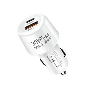 ที่ชาร์จในรถยนต์แบบพกพา 30W USB ชาร์จเร็วพิเศษ PD30W+QC3.0 ป้องกันกระแสเกิน อะแดปเตอร์ชาร์จในรถยนต์สำหรับ iPhone Samsung - Product Image 2