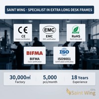Base de Escritorio Eléctrico de Altura Ajustable Saint Wing Extra Larga de 1.9-3.0m con Triple Motor y 3 Patas para Tablero de Mesa de 120 Pulgadas