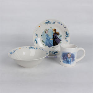 Набор посуды для детей из 3 предметов включает тарелку, чашу, кружку, идеально подходящую для детей, керамическую тарелку - Product Image 2