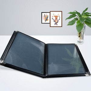 غلاف قائمة طعام من الجلد والبلاستيك الشفاف PVC مقاس A5 وA4 و8.5 × 11 بوصة، حامل قائمة بـ 2 و4 و6 و8 و10 إطلالات للفنادق والمقاهي - Product Image 3