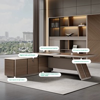 Conjunto de Silla de Oficina Ejecutiva de Lujo Ligero, Estilo Empresarial para Presidente/Gerente, Muebles Modernos de Madera con Luz LED y Diseño Chevron