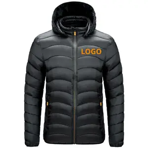 Men hooded solid color casual sport keep warm top down jacket Men outwear warm coats with hood Windbreaker puffer jackets