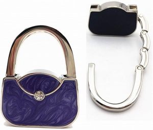 Thiết kế sáng tạo sẽ nhận được nhiều lời khen ngợi bằng cách sử dụng màu tím túi xách màu đen hình dạng thiết kế kim loại có thể gập lại ví túi móc bàn móc áo - Product Image 4