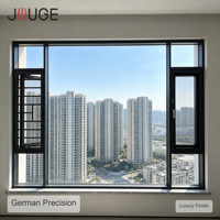 JOUGE Fenêtre extérieure en aluminium de qualité architecturale 120 1,8 mm, mur 44 mm, bande de drainage dissimulée pour projet de construction