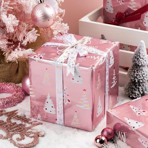 Christmas <b>Wrapping</b> <b>Paper</b> Pink Tree Design 17 In X 32.8 Ft Eco Friendly Gift Craft Roll - Product Image 4