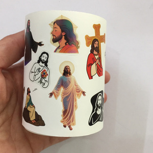 480 Pegatinas por Rollo para Álbumes de Recortes, Pegatinas Católicas de Jesús y la Virgen María, Rollo de Pegatinas Impermeables para Botellas, Teléfonos, Cuadernos, Regalos Promocionales - Product Image 3