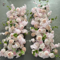 Handgemaakte kunstzijde bloemen centerpiece tafelloper met rozen design, real touch, voor bruiloften, binnen- en buitendecoratie
