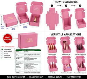 Scatola di Cartone Ondulato Rosa Personalizzata per Spedizione Cosmetici <span class=keywords><strong>e</strong></span> Confezioni Trucco, Scatola Regalo Pieghevole Riciclabile in Cartone <span class=keywords><strong>E</strong></span> Flute - Product Image 2