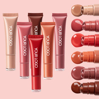 Applicateur de gloss à lèvres en silicone en forme de beignet, finition miroir haute brillance, baume à lèvres hydratant végétalien pour marque privée