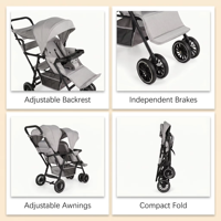 OEM ODM Landau double pour enfant Poussette jumelle légère en métal pliable et pratique pour le voyage des enfants Chariot deux places pour bébé