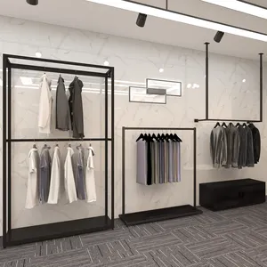 Présentoir mural de luxe moderne en acier inoxydable 201, présentoir pour magasin de vêtements