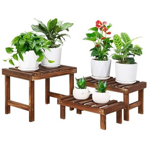 Wooden Plant Stand Two Layer Rectangular <b>Shelf</b> For Home Indoor Use - Product Image 1