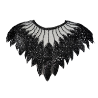 Col en dentelle 3D en tulle élégant et sexy avec broderie de sequins lourds 100 % polyester, patchs corsage pour accessoires de vêtements et robes