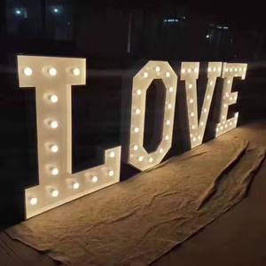 CheapParty Event Decor 3ft 4ft Outdoor Giant Wedding Love Marry Me Big Marquee Metal Letter Light up <span class=keywords><strong>Led</strong></span> Number Illuminated Sign - Product Image 1