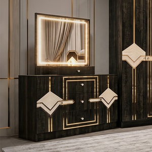 Juego de Muebles de Lujo para Dormitorio con Cama King Size, Estructura de Madera y Cabecera Iluminada, Estilo Moderno - Product Image 4
