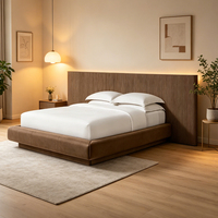 Lit flottant California King Size, cadre de lit OEM ODM personnalisé, panneaux en bois massif multicouches, lit de luxe pour les amateurs de style minimaliste