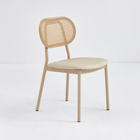 Chaise de salle à manger moderne minimaliste de style italien en osier et métal, dossier haut, ergonomique, durable, écologique, pour restaurant, hôtel, école