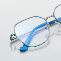 Gafas de Protección Contra la Luz Azul de Computadora con Diseño Geométrico, Lentes para PC, Montura Completa de Metal, Unisex, Modernas, Disponibles en Stock, Ópticas