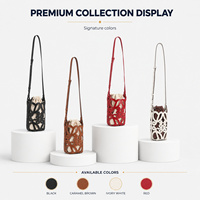 Sac seau pour femme en cuir découpé au laser, mini pochette à cordon, sac à main avec bandoulière réglable, 4 couleurs, vente en gros, personnalisation OEM, direct usine