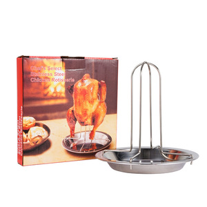 Asador de pollo de acero inoxidable con bandeja para asar al aire libre - Product Image 1