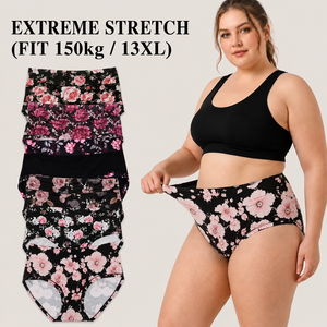 Bragas de algodón transpirables de cintura alta con control de abdomen, estilos variados, cobertura completa, multipack, talla grande, color negro, para mujer, al por mayor - Product Image 1