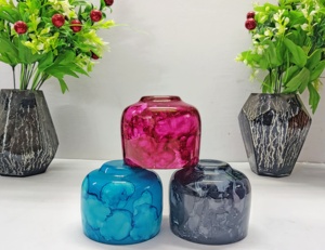 เทียนแก้วทำด้วยมือหรูหราทรงกลมสีเทาหินอ่อนไม่ซ้ำใครงานแต่งงานที่ทันสมัยอเนกประสงค์ตกแต่งที่มีคุณภาพสูง - Product Image 5