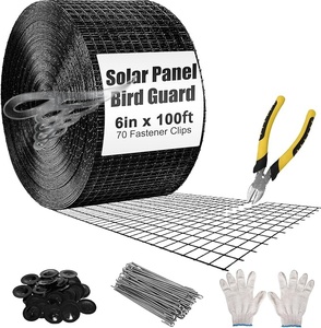 Barrera de malla para pájaros de panel solar Clips resistentes negros recubiertos de PVC de 6x100 pies para protección de paneles solares - Product Image 2