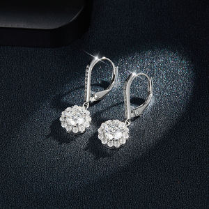 Pendientes Colgantes de Aleación de Estaño con Baño de Rodio y Titanio, con Moissanita Suelta Mixta en Forma de Llave y Corte Esmeralda, Decorativos para Aniversario - Product Image 4