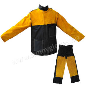 Chaqueta de soldadura de cuero de vaca resistente al fuego - Product Image 1