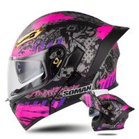 Nouveau casque de moto à double visière avec grand spoiler arrière rabattable, universel quatre saisons, adapté aux hommes et aux femmes, casque de conduite