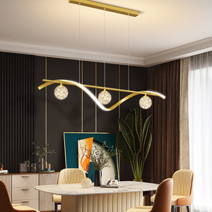 Lampade a Sospensione LED Nordiche, Lampadario a Striscia Lunga di Lusso per Sala da Pranzo, Soggiorno, Bar, Lampada a Sospensione Moderna <span class=keywords><strong>Semplice</strong></span> in Ferro Dorato - Product Image 2