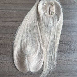 Premier Straight Virgin European Remy Hair Toupee Blanco Rubio Color Premium Remy Cabello humano Lace Front Topper - Product Image 5