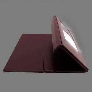 Small MOQ Red Faux Leather <b>Cover</b> Illuminated Menu Board Led Restaurant Menu Triangular 3 Sided Led Menu <b>Covers</b> - Product Image 4