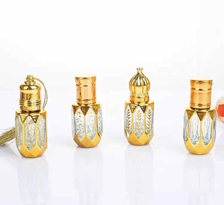 Großhandel tragbar größe für reisen mini 6 ml altmodisch arabisch DUBAI Attar glasflasche parfüm oud ätherisches Öl leere walzenflasche