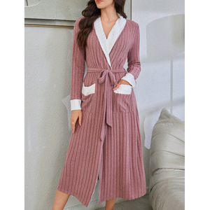 Chemise de nuit à revers et à bretelles de style européen et américain, nouvelle collection automne-hiver, couleur douce assortie, pyjama pour femme, cardigan à manches longues - Product Image 3