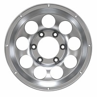 Velg Alloy Tempa Perak Brushed, Desain Lubang Bulat 6-Lug Heavy Duty untuk Truk Pikap Offroad 4x4 Petualangan Tuning