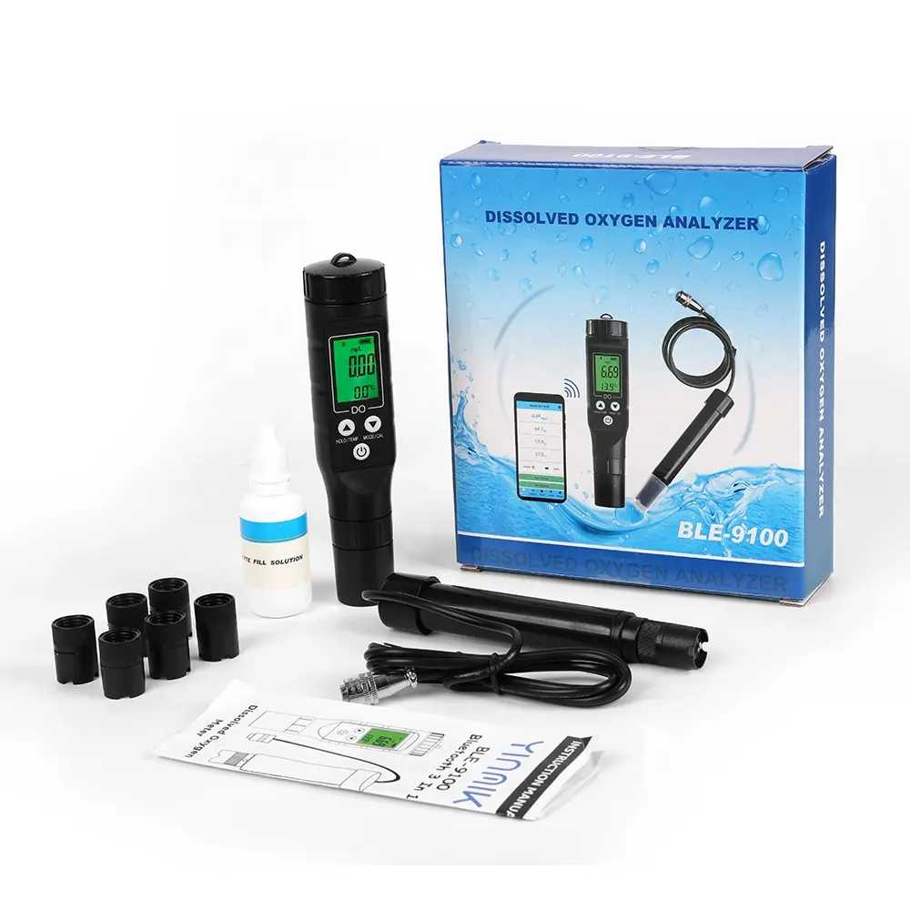 Medidor de calidad del agua portátil, dispositivo inteligente de medición de oxígeno disuelto con bluetooth, tipo bolígrafo de bajo coste, Analizador de cerveza, BLE-9100