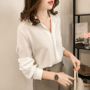 Chemises en <span class=keywords><strong>Soie</strong></span> Femme, Chemise Blanche Femme, Chemises à Manches Longues, Blouse de Bureau en <span class=keywords><strong>Soie</strong></span> Satinée, Hauts Grande Taille - Product Image 1