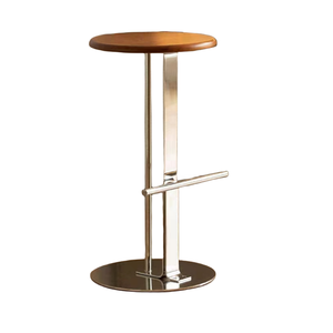 Tabourets de bar ronds modernes sans dos Siège créatif en cuir de haute qualité avec anneau solide en acier inoxydable pour restaurants hôtels HomeBars - Product Image 6