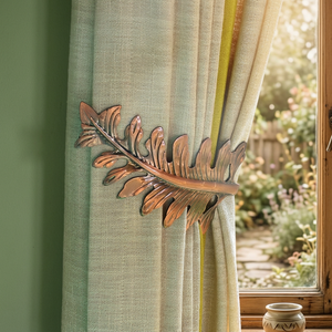 Modernos sujetadores de cortinas de bronce con diseño de hoja, decorativos, de metal, para ventanas de la sala de estar del hogar. - Product Image 6