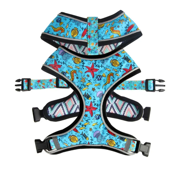 Tùy Chỉnh Thiết Kế Mới Dễ Thương Và An Toàn Reversible Mặc Comfort Neoprene Vải Pet Dog Khai Thác Với Phù Hợp Với Cổ Áo Dây Xích