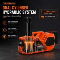 Cric électrique sans fil 21V à batterie lithium 5 tonnes, vérin hydraulique double cylindre avec compresseur d'air et pompe de gonflage de pneus