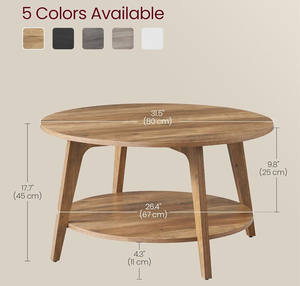 <span class=keywords><strong>Tavolino</strong></span> da Caffè Nordico Moderno a 2 Ripiani Rotondo in <span class=keywords><strong>Legno</strong></span> <span class=keywords><strong>con</strong></span> Vano Portaoggetti per Soggiorno - Product Image 3