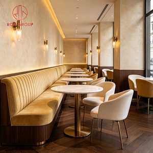 Meubles de <span class=keywords><strong>restaurant</strong></span> Ron Group, table en marbre blanc, chaise en velours courbée, élégante, style <span class=keywords><strong>français</strong></span>, camel chaud, banquette pour café, salon de thé - Product Image 2