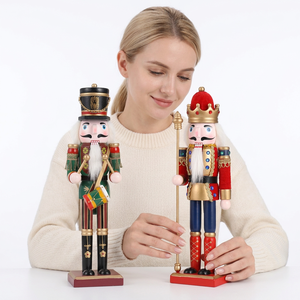 Cascanueces <span class=keywords><strong>de</strong></span> Madera Hechos a Mano <span class=keywords><strong>de</strong></span> 30 cm (12 Pulgadas), Colección <span class=keywords><strong>de</strong></span> Cascanueces Tradicionales <span class=keywords><strong>de</strong></span> Soldado <span class=keywords><strong>Rey</strong></span> para Decoración Navideña Festiva - Product Image 1