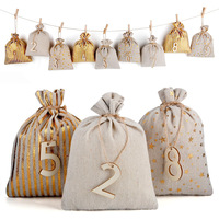 Sacs en toile de jute personnalisés avec logo, différents numéros et couleurs, emballage cadeau de Noël, sacs à cordon, pochettes, emballage cadeau