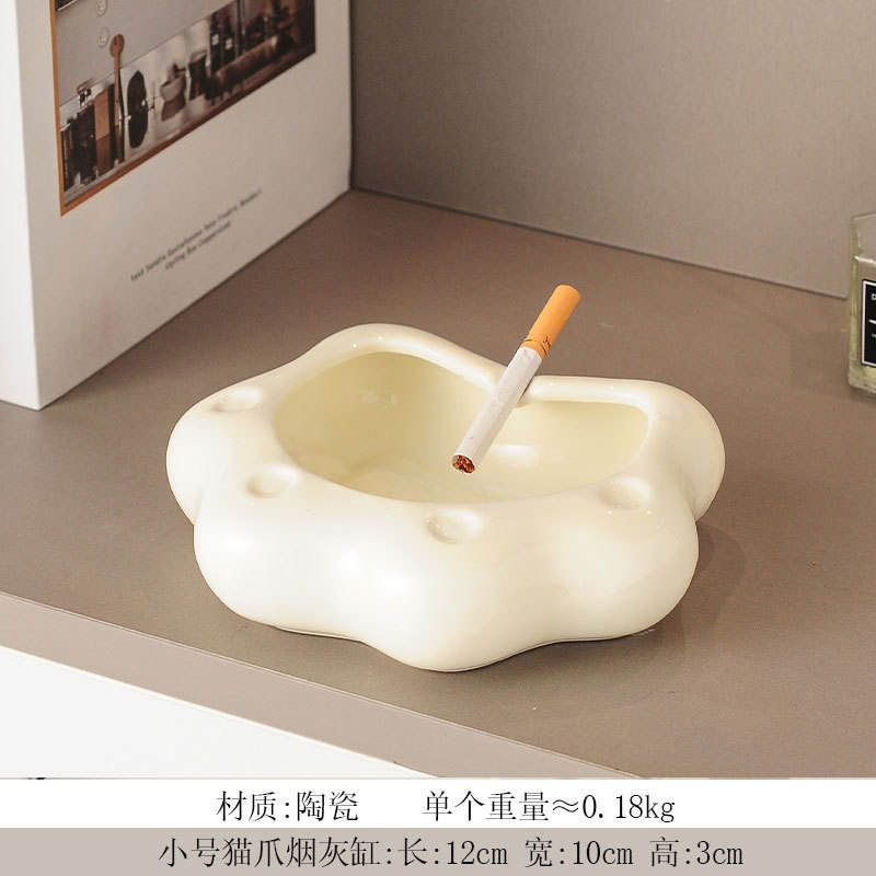 ที่เขี่ยบุหรี่รูปอุ้งเท้าแมวสีครีมขนาดเล็ก
