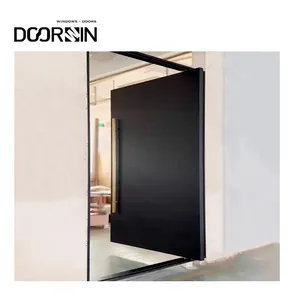 Doorwin Premium Quality Timber Wood Modern Front Main Entrance Black Pivot Doors